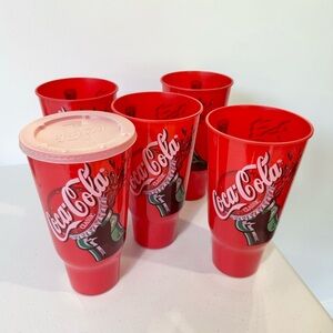 Set of 5 XL Vintage Cocoa Cola plastic cups